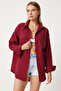 Women's Burgundy Oversize Basic Muslin Shirt Mx00150 - 3