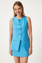Women's Vibrant Blue Mini Woven Skirt Fn03240 - 3