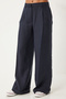 Women's Navy Blue Wide Leg Mid Waist Pants Hk00038 - 5