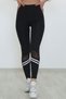Black Tulle and Stripe Detailed Women's Sports Leggings - Full Length - 3