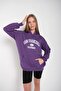 Women's Purple San Francisco Printed Hooded Oversize Sweatshirt - 5