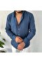 Navy Blue Crinkle Linen Shirt