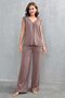 Sleeveless Buttoned Vest and High Waist Wide Leg Pants Coffee Knitwear Suit 103 - 7