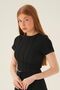 4167A Short Sleeve Grass Detail Blouse Black - 3