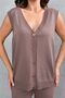Sleeveless Buttoned Vest and High Waist Wide Leg Pants Coffee Knitwear Suit 103 - 5