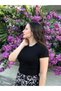Black Fitted/Sitting on the Body Single Jersey Crop T-shirt - 5