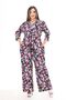 Plus Size Double-breasted Collar and Floral Wrap Jumpsuit - 2