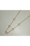 Gold Basic Chain White Mother of Pearl Row Four Leaf Clover Steel Necklace - 3