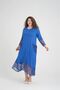 Blue Lace Detailed V-Neck Long Sleeve Comfortable Women's Plus Size Dress - 4