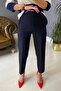 Women's High-Waisted Darted Fabric Trousers