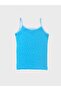 Girls' Cotton Star Patterned Blue Tank Top and Boxer Set - 3