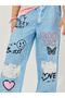 Pack of 3 - Plain Rib Knit Tank, Printed Denim Look Pants & Sling Bag - 5