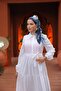 Women's Trend Stylish Terikoton Hijab White Long Dress - 4