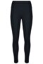 Women's Black High Waisted Ribbed Thermal Leggings - 3