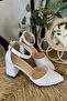 Women's Ruth Short Thick Heeled Daily Comfortable White Matte Leather Shoes - 7