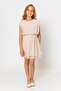 Girl's Round Neck Belted Pleated Dress