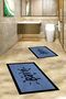 Printed Washable Non-Slip Framed Bath Mat with Writing, Double Bathroom Rug, Toilet Seat Set