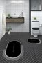 Digital Printed Washable Bathroom Written Oval Bath Mat Toilet Set, OKLZT-1-BLACK, - 8