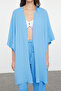 Mavi Dokuma Bürümcük Kimono Pantolon Plaj Takım TBESS23AU00149 - 3