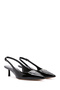 Black Leather Low Heel Stiletto - Open Back 24sfd 120916 - 7