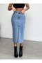 Women's Slit Lycra Denim Skirt - 3