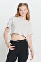 Women's Stone Standard Fit Regular Cut 100% Cotton Crew Neck Crop T-Shirt