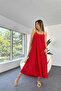 Aerobin Fabric Adjustable Strap Long Red Dress