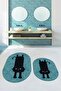 Digital Washable Non-Slip Cute Cat Double-Sided Bathroom Rug Mat Oval Toilet Set - 7