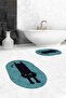 Digital Washable Non-Slip Cute Cat Double-Sided Bathroom Rug Mat Oval Toilet Set - 8