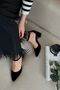Women's Ruth Short Block Heel Daily Comfortable Black Suede Shoes - 3