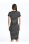Crew Neck Striped Short Sleeve Women's Bodycon Dress - 5
