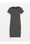 Crew Neck Striped Short Sleeve Women's Bodycon Dress - 6