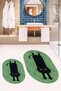 Digital Washable Non-Slip Cute Cat Double-Sided Bathroom Rug Mat Oval Toilet Set - 4