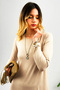 Women's Long Sleeve Crew Neck Combed Cotton Tunic Underwear Beige - 9