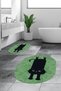 Digital Washable Non-Slip Cute Cat Double-Sided Bathroom Rug Mat Oval Toilet Set - 3