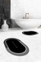 Digital Printed Washable Bathroom Written Oval Bath Mat Toilet Set, OKLZT-1-BLACK, - 7