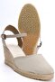 Real Handmade Beige Women's Wedge Heel Espadrille Handmade - 5