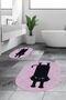 Digital Washable Non-Slip Cute Cat Double-Sided Bathroom Rug Mat Oval Toilet Set - 2