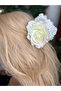 Luxury Fashion Trend Large Satin Artificial Rose Flower Hairpin Clip Buckle White - 2