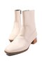 Callie Beige Color Thin Fur Lined Side Zipper Blunt Toe Women's Heeled Boots - 2