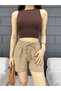 Women's Elastic Waist Lace-Up Linen Shorts - 2