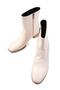 Callie Beige Color Thin Fur Lined Side Zipper Blunt Toe Women's Heeled Boots - 5