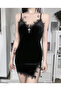 Gothic dress with thin straps and slit with cross - 2