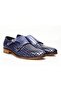 Navy Blue Color Genuine Leather Men's Shoes
