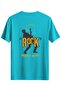 Guitar Printed Slim Fit T-Shirt Crew Neck T-Shirt Light Blue