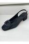 Diva Black Satin - Women's Casual Shoes with Stone Detail - 9