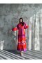 Patterned Long Hijab Shirt Dress Green-Fuchsia Oversize