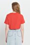 Women's Red Standard Fit Regular Cut 100% Cotton Crew Neck Crop T-Shirt - 5