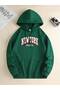 Unisex New York Hustle Printed Oversized Winter 3 Thread 100% Cotton K Hooded Sweatshirt Hoodie