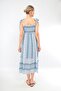 Blue-white Patterned Viscose Dress with Adjustable Straps - 8
